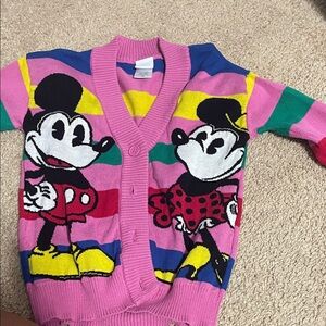 Disney Kids Pink and Multicolor Mickey & Minnie Sweater